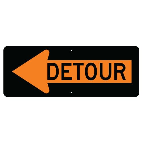 Detour Inside Left Arrow Sign