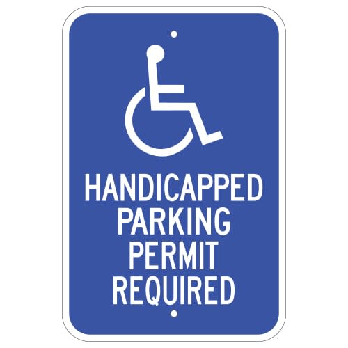 Handicapped Parking Permit Required, with Symbol Sign