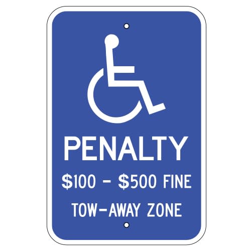 Handicap Penalty $100-$500 Fine Tow-Away Zone Sign (Virginia)