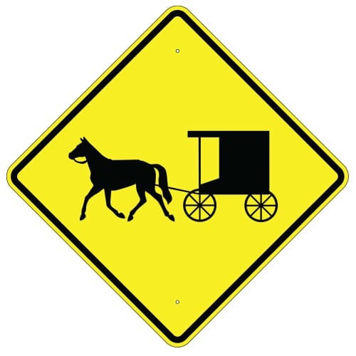 horse drawn vehicle crossing sign