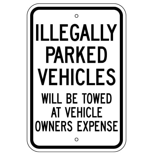 Illegally Parked Vehicles Will Be Towed Sign