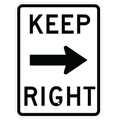 Keep Right with Arrow Sign