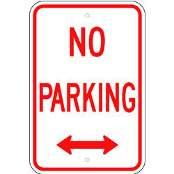 No Parking Sign, with Arrow