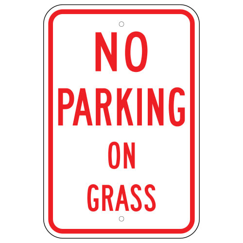 No Parking On Grass Sign