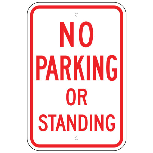 No Parking Or Standing Sign