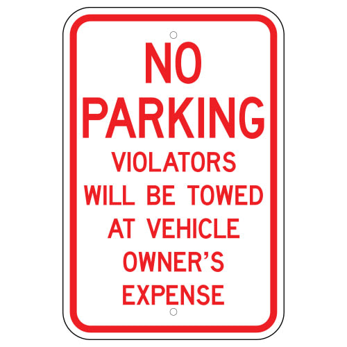 No Parking Violators Will Be Towed Sign