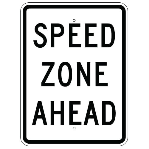 Speed Zone Ahead Sign