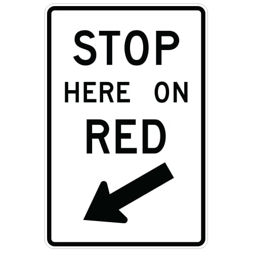 Stop Here On Red Sign (non-curved arrow)