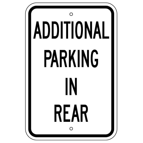 Additional Parking In Rear Sign