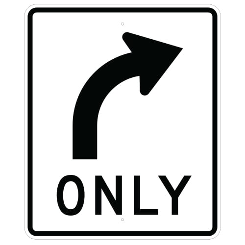 Right Turn Only Symbol Sign